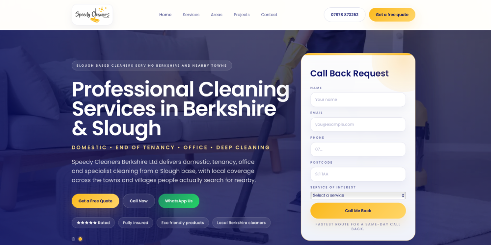 Speedy Cleaners homepage screenshot